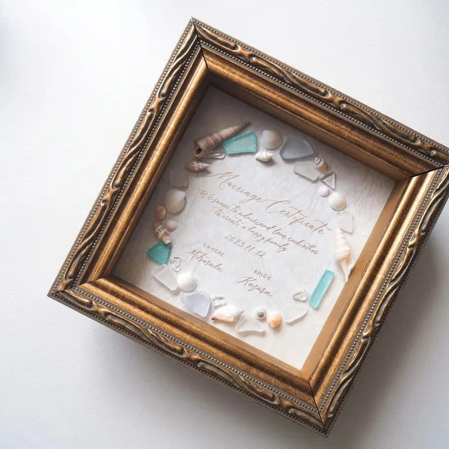 SEA GLASS + SHELL 結婚証明書 blue