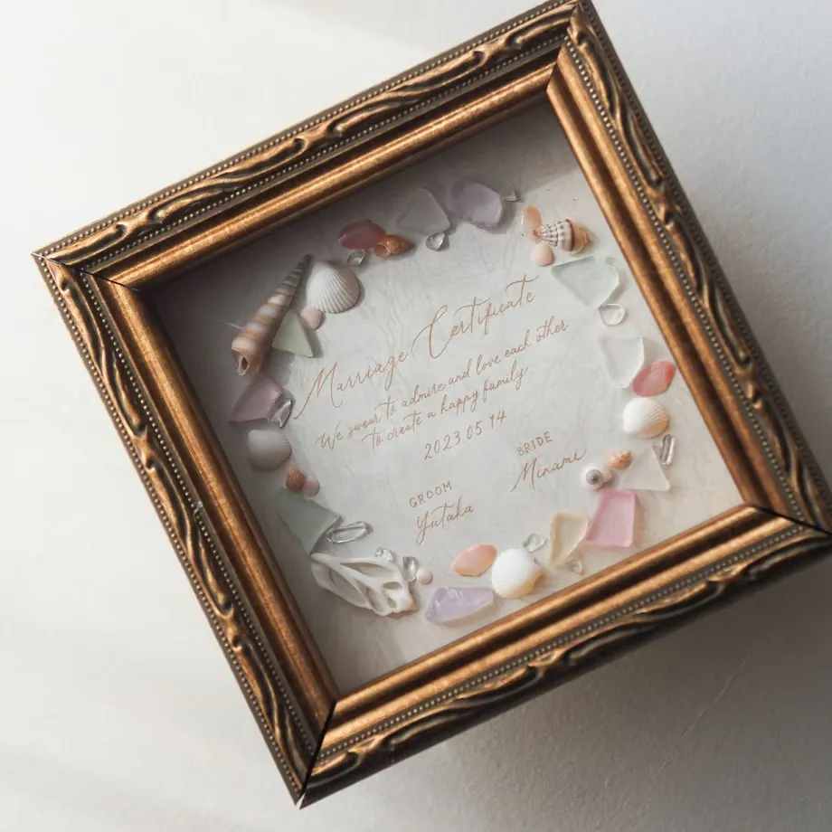 SEA GLASS + SHELL 結婚証明書 pink